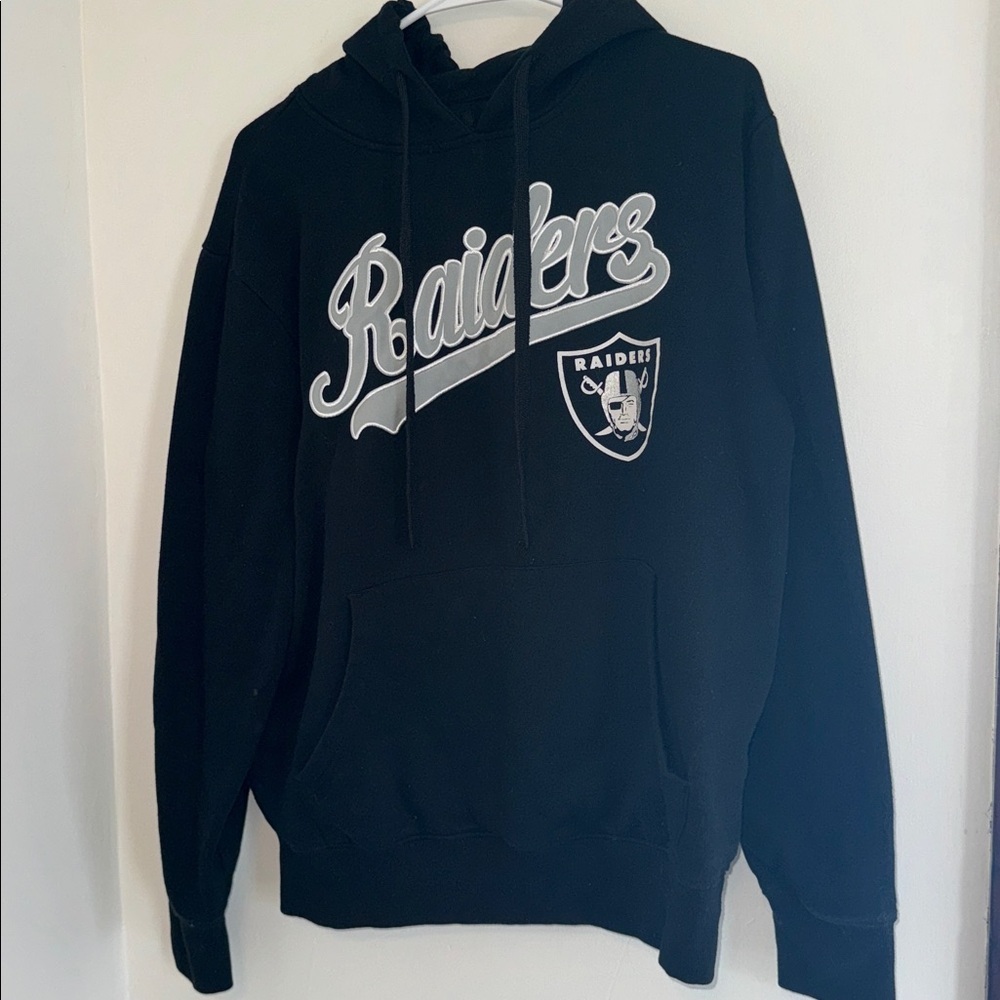 NFL Raiders Black Hoodie with Gray Script